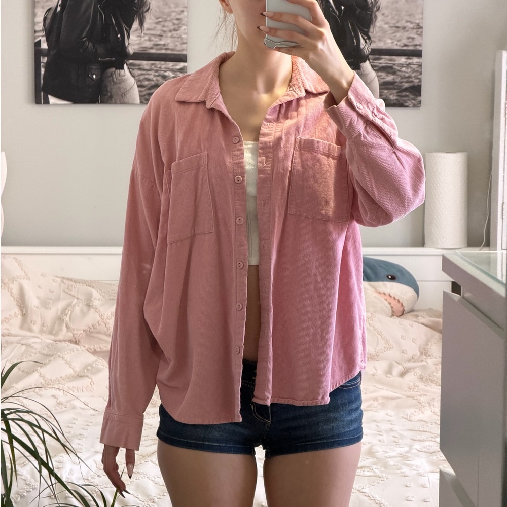 H&M Divided Light Pink Corduroy Shirt